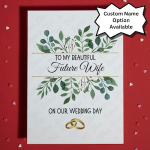 Para minha futura esposa, cartão para a noiva no dia do casamento, do noivo, futuro marido, dia do casamento, cartões personalizados personalizados
