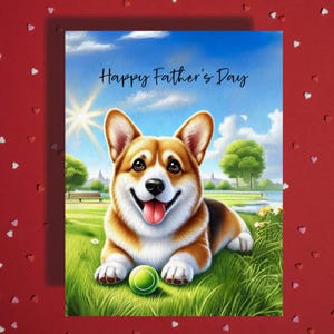 Carte de voeux fête des pères Welsh Corgi Dog, amoureux des animaux de compagnie, Cartes illustrées pour papa, papa, chien, papa, beau-père, cadeau en prime, lui