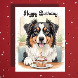 Geburtstagskarte Australischer Schäferhund Haustier Liebhaber Illustrierte Karten Alles Gute zum Geburtstag Geschenkideen für Hund Mama Papa Sie Ihn Bester Freund