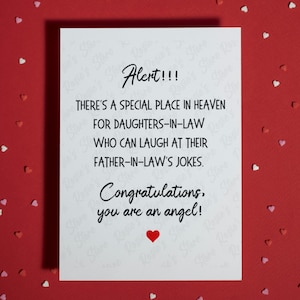 Presente engraçado para nora Alerta Há um lugar especial Cartão de felicitações para sua nora Aniversário Natal Ideias para presentes de casamento Filhos Esposa