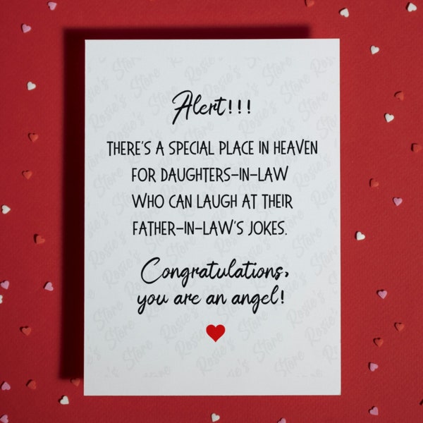 Funny Gift for Daughter-in-Law Alert There's a special place Greeting Card for her DIL Birthday Christmas Wedding Gift Ideas Sons Wife