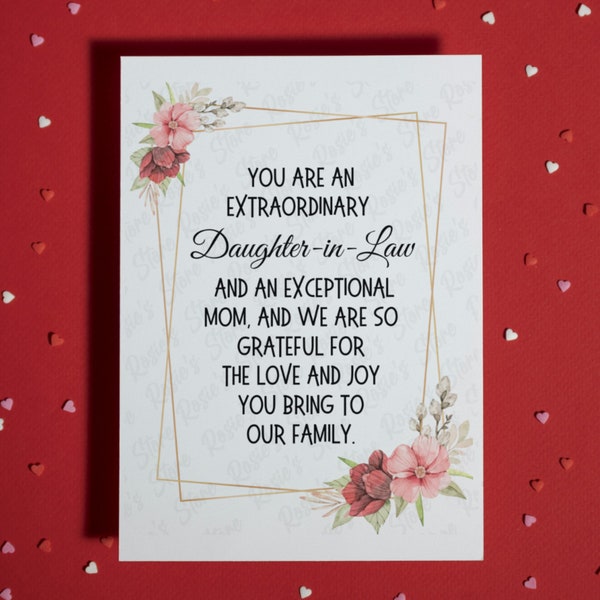 Gift for Daughter-in-Law You are an extraordinary DIL Greeting Card for her Birthday Christmas Wedding Gift Ideas Sons Wife Mother's Day