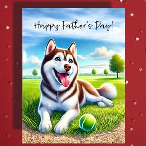 Carte de voeux pour la fête des pères, chien husky, amoureux des animaux de compagnie, cartes illustrées pour le meilleur papa, père chien, papa en prime, beau-père, idées cadeaux pour lui