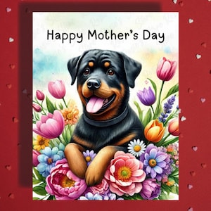 Carte de voeux Fête des mères Rottweiler, amoureux des animaux de compagnie, Cartes illustrées pour maman, mère, chien, maman, belle-mère en prime, idées cadeaux pour elle