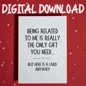 Cartão engraçado para impressão, download digital para irmão, irmã, primo, tio, tia, irmão, neto, neta, filho, filha, cartão de aniversário