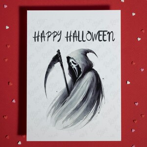 Halloween Reaper Carte de voeux vierge Fantôme Happy Halloween effrayant Halloween Party Invitation Décoration d'automne faite à la main