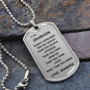 To My Grandson Gift • Gift For Grandson from Grandma • To My Grandson Necklace • Personalized Gifts for Grandson • Keepsake Gifts