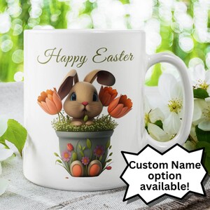 Easter Gift for Her or Him Custom Name Easter Mug For Kids Basket Stuffing Personalized Bunny Cup Easter Bunny Gift for Daughter Son