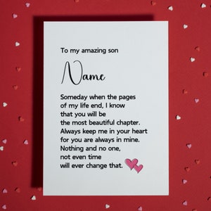 Geschenk für Sohn Geburtstag Grußkarte Graduierung Hochzeitsandenken Personalisierte benutzerdefinierte handgemachte Karte von Mama Papa