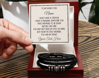 Bonus Son Personalized Gift for Stepson Bracelet Birthday Gift for Bonus Son Stepson Christmas Graduation Wedding Gift Ideas