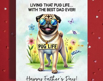 Pug Father's Day Card, Best Dog Dad Gift