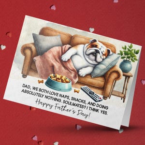 Carte de voeux Fête des pères, bouledogue, amoureux des animaux de compagnie, cartes illustrées pour papa, père chien, papa en prime, beau-père, idées cadeaux pour lui