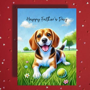 Carte de voeux Fête des pères, amoureux des animaux de compagnie, chien beagle, cartes illustrées pour papa, père chien, papa en prime, beau-père, idées cadeaux pour lui