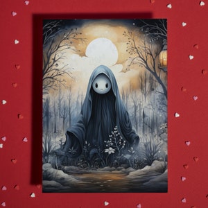 Halloween • Carte d'Halloween • Carte de voeux vierge • Fantôme • Joyeux Halloween • Fantasmagorie • Carte personnalisée • Fête d'Halloween • Fait main • Carte d'automne
