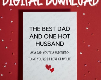 Gift for Husband Father's Day Greeting Card from Wife Printable Card Digital Download Hot Husband Best Dad Birthday Card for Him Hubby Daddy