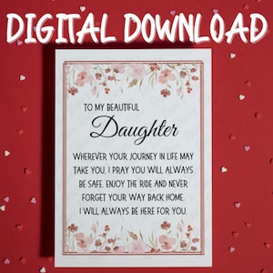 Presente para filha da mãe ou do pai Cartão engraçado para impressão para filha Download digital Aniversário Natal Faculdade Formatura Casamento Ideias para presentes