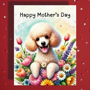 Carte de voeux Fête des Mères, caniche, chien, amoureux des animaux de compagnie, cartes illustrées pour maman, mère chien, maman, belle-mère, cadeau en prime