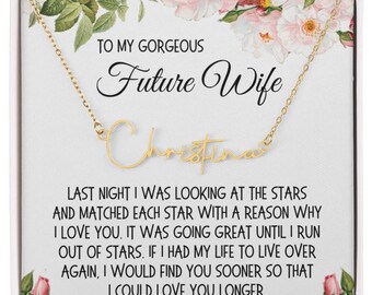 Future Wife Gift For Fiancee To my Future Wife Valentine's Day Anniversary Soulmate Engagement Gift Ideas Bride to be Custom Name Necklace