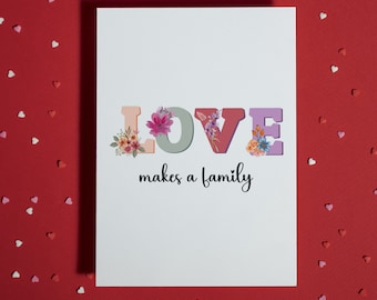 Carte d&#39;adoption • Carte de voeux vierge • L&#39;amour fonde une famille • Carte de Noël • Carte sentimentale • Carte personnalisée • Famille recomposée • Jour de l&#39;adoption