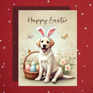 Labrador Retriever Easter Card – Bunny Ears Dog Spring Greeting