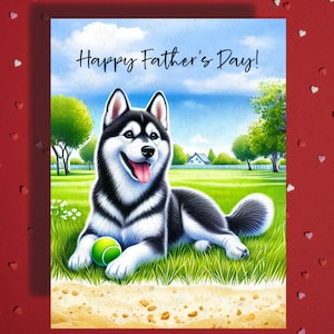 Carte de voeux pour la fête des pères, chien husky, amoureux des animaux de compagnie, cartes illustrées pour le meilleur papa, père chien, papa en prime, beau-père, idées cadeaux pour lui