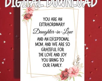 Geschenk für Schwiegertochter Geburtstag Sie sind eine außergewöhnliche DIL druckbare Grußkarte Schwiegertochter Digital Download Karte Sohn Frau