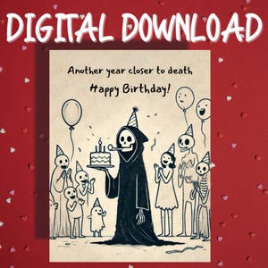 Druckbare Geburtstagskarte für Ihn Ihre Digitaler Download Sarkastisch Schwarzer Humor Bester Freund Bestie alles Gute zum Geburtstag Grußkarte Geschenkideen