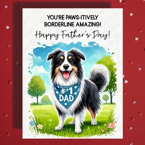 Carte de voeux fête des pères, border collie, chien, amoureux des animaux de compagnie, cartes illustrées pour papa, père, chien, papa, papa, beau-père, cadeau, idées lui