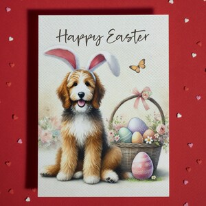 Joyeuses Pâques, carte de voeux, Bernedoodle, amoureux des animaux de compagnie, cartes illustrées pour famille, lui, cadeau de Pâques, décoration