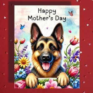 Muttertag Grußkarte Deutscher Schäferhund Haustier Liebhaber Illustrierte Karten für Mama Mutter Hund Mama Bonus Mama Stiefmutter Geschenkideen Sie