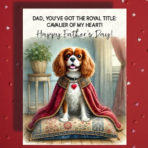 Carte de voeux pour la fête des pères Cavalier King Charles Spaniel, amoureux des animaux de compagnie, cartes illustrées pour le meilleur papa papa chien papa en prime papa beau-père