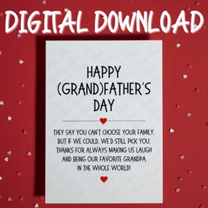 Regalo para el día del padre del abuelo Tarjeta imprimible Descarga digital Día de los abuelos Feliz Día del Padre Mejor tarjeta de felicitación del abuelo para él