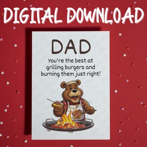 Cadeau pour papa père carte imprimable téléchargement numérique fête des pères drôle anniversaire carte de voeux meilleur papa de fils fille enfant ours amant