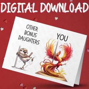 Cadeau voor bonus dochter verjaardag afdrukbare wenskaart stiefdochter digitale Instant Download kaart voor haar meisjes Blended Family