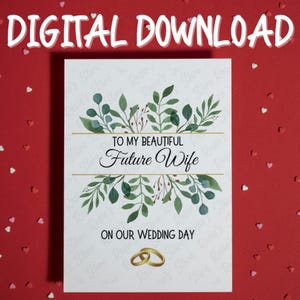 Para minha futura esposa, cartão para impressão para a noiva no dia do casamento, do noivo, futuro marido, dia do casamento, download digital