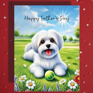 Vatertags-Grußkarte Malteser Hund Haustier-Liebhaber illustrierte Karten für am besten Papa Vater Hund Papa Bonus Papa Stiefvater Geschenkideen für ihn