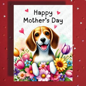 Cartão de felicitações para o dia das mães Beagle Dog Pet Lover Cartões ilustrados para a mãe Mãe Cachorro Mama Bônus Mãe Madrasta Ideias para presentes para ela