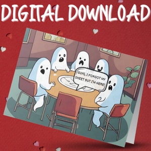 Lustiger Geist Druckbare Karte Digital Download Geburtstag Weihnachten Halloween Geschenkideen für Freund Coworker Sie oder Ihn Illustrierte Karte