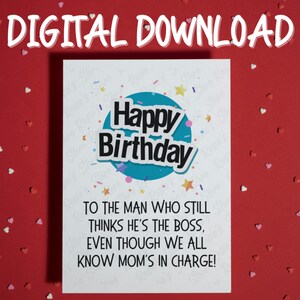 Cartão engraçado de aniversário para pai, download digital, cartão de feliz aniversário de crianças, filho e filha para o melhor pai, pai, ideias para presentes de aniversário