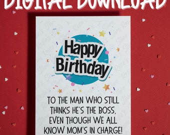 Funny Dad Birthday Printable Card Digital Download Happy Birthday from Kids Son Daughter Card for Best Dad Father Dad's birthday Gift Ideas