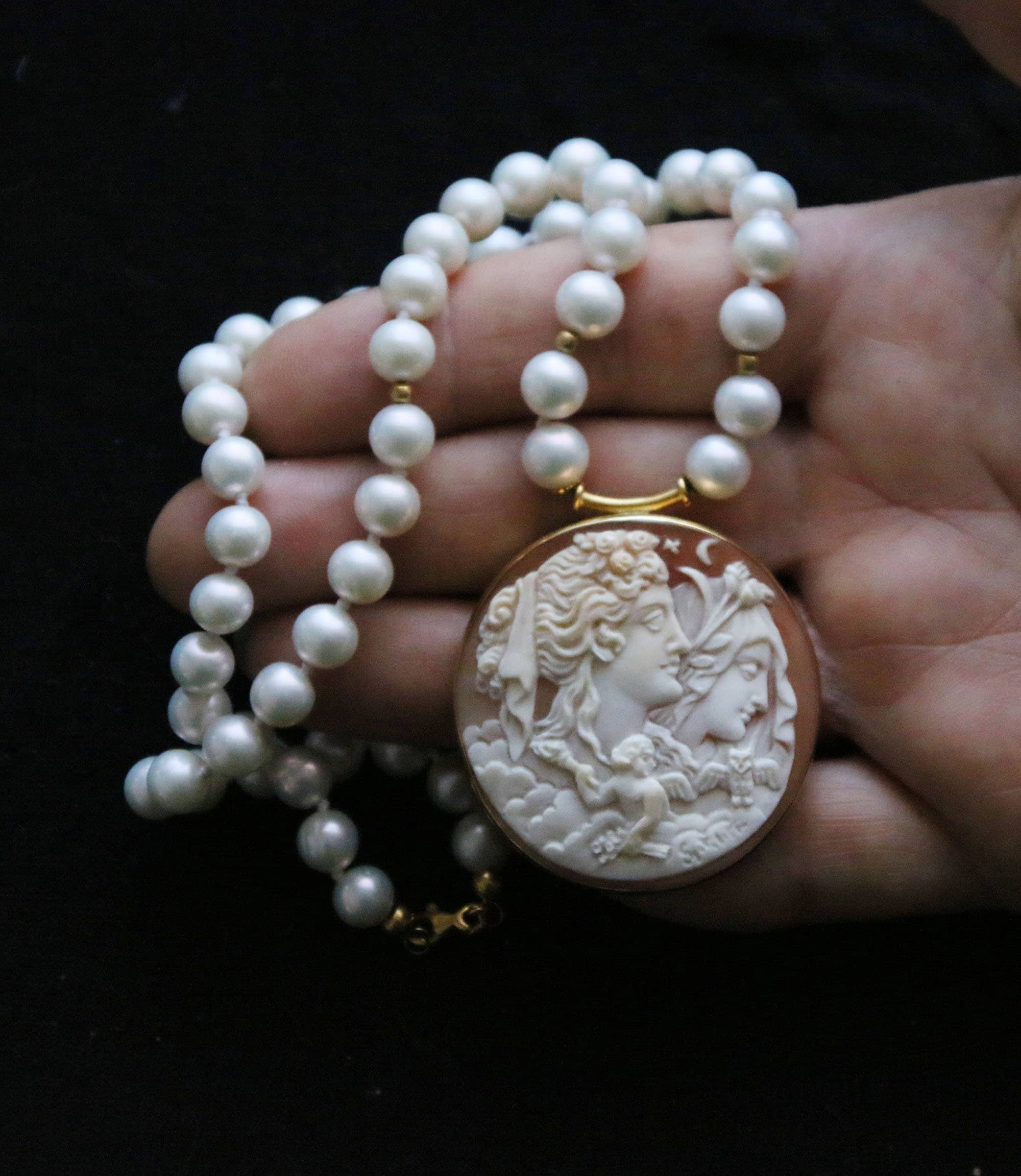 Camée Coquille 19ème Siècle - Médaillon Déesse Artemis, Pour Broche Ou Pendentif, Occasion