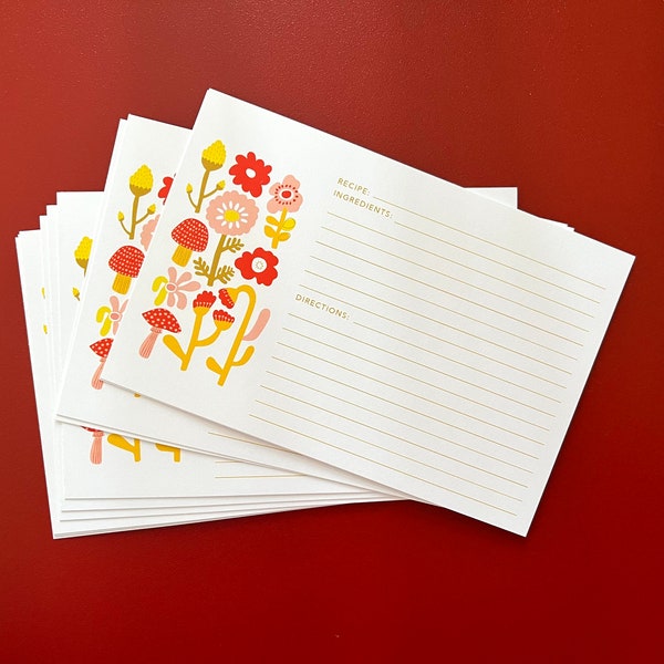 Recipe Card Retro Florals, 12 pack, 4 x 6 thick cardstock