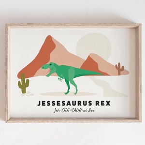 Personalised Dinosaur Name Print | Dinosaur Gift Personalised | Dinosaur Nursery Print | Dinosaur Theme | Kids Bedroom Art | Kids Room Decor