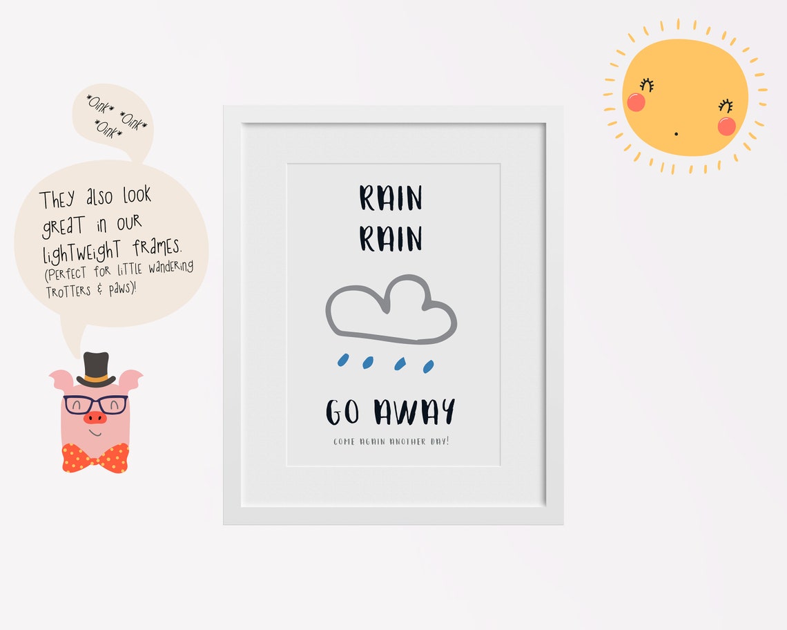 Rain Rain Go Away Nursery Rhyme Print Poems for Newborn - Etsy