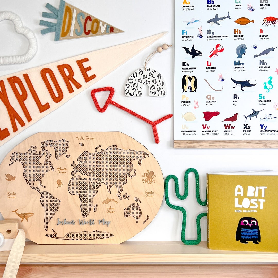 RATTAN WORLD MAP Kids Bedroom Map Safari Room Decor - Etsy Canada