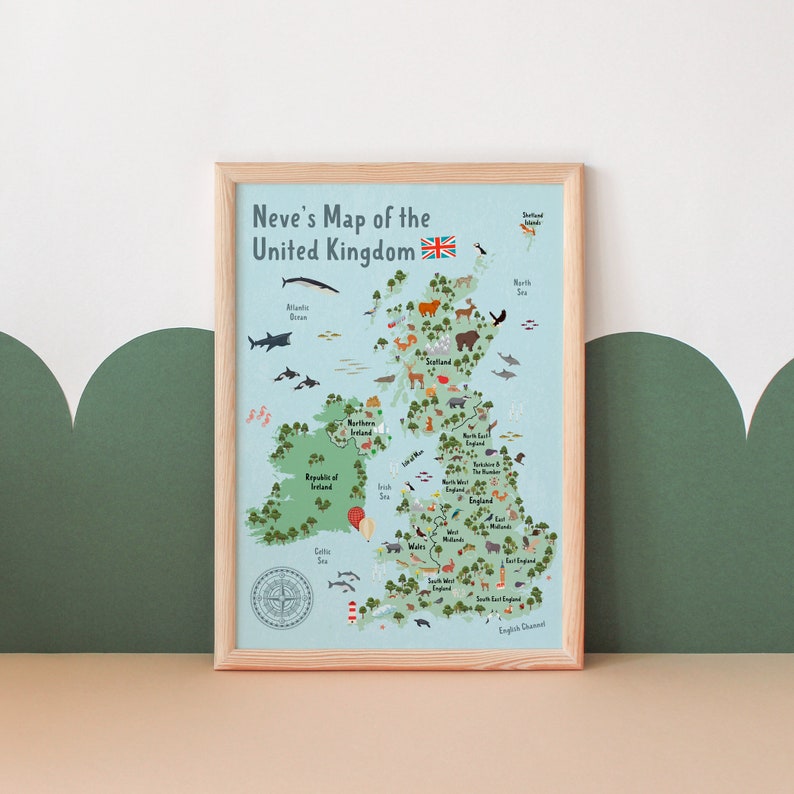 BRITISH ISLES Map Personalised Kids Bedroom Map UK United - Etsy UK