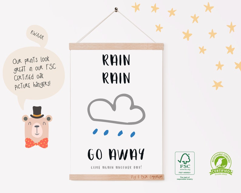 Rain Rain Go Away Nursery Rhyme Print Poems for Newborn - Etsy
