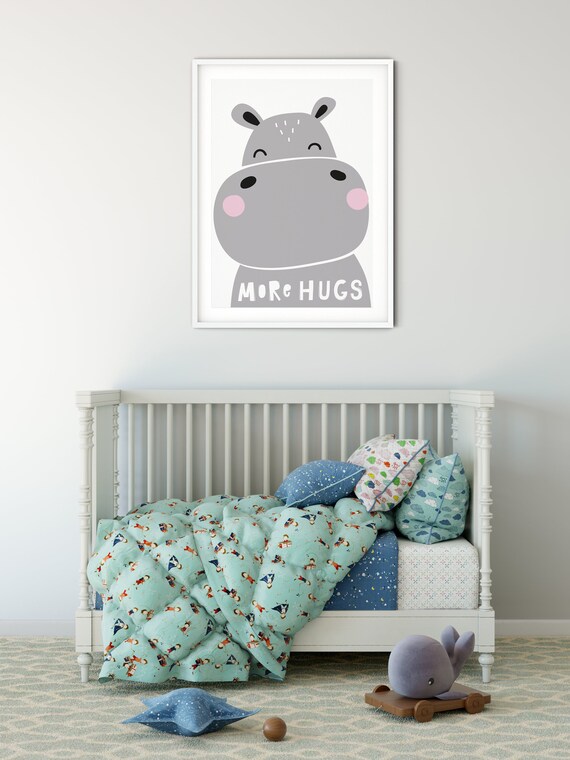 Nursery Wall Print | Kids Bedroom Print | Kids Bedroom Decor | Newborn Baby Print | Kids Wall Art | Baby Shower Gifts | Hippo Animal Print