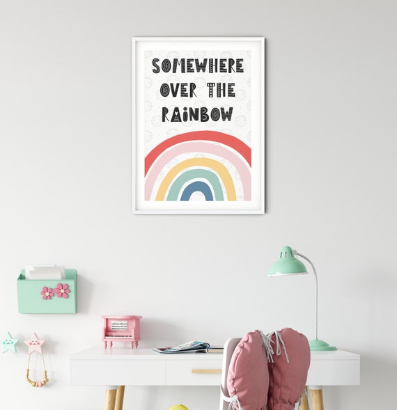 Somewhere Over The Rainbow - Scandi Inspired Wall Print | Kids Room | Play Room | Nursery | Gifts | Baby Shower | Creative | Playful | Girls