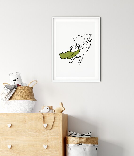 Superhero Wall Art | Crocodile | Scandinavian Inspired Print | Kids Bedroom | Playroom | Nursery Gift | Baby Shower | Toddler | Kids Decor
